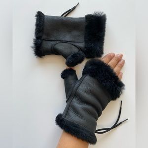 Real Fur and Shearling Fingerless Gloves